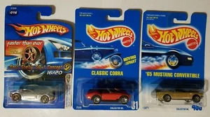 3 Hot Wheels Ford Shelby GR-1 Concept, Classic Cobra, '65 Mustang Convertible - Picture 1 of 4
