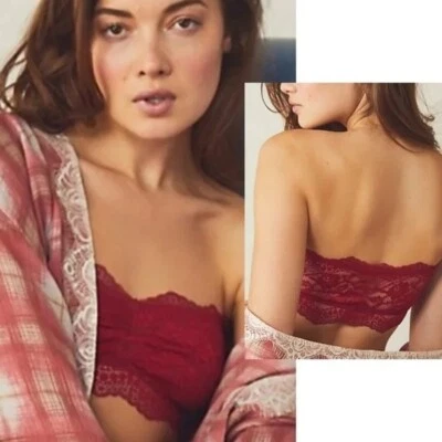 Bralette bandeau Free People para mujer extra pequeño looks con encaje rojo borgoña XS Foto 1 de 4