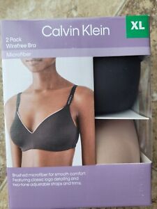 Womens Calvin Klein Bra 2 Pack Wirefree Microfiber Black Honey XL