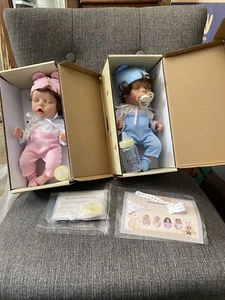 Twin Reborn Baby Dolls 11” Boy And Girl NRFB Mint Easter Outfit Bunny Hat In Box - Picture 1 of 7