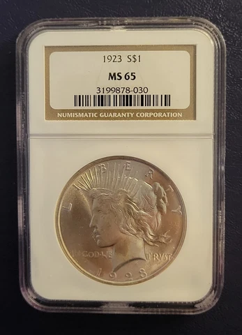 1923 $1 Peace Dollar NGC MS 65 - old holder/ great luster Cover