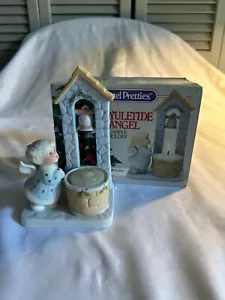 PASTEL PRETTIES YULETIDE ANGEL CANDLE HOLDER W/ VOTIVE CANDLE FINE PORCELAIN BIS - Picture 1 of 16