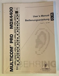 Behringer Multicom Pro MDX4400 Original Owners Manual GERMAN & ENGLISH Vtg 1998 - Picture 1 of 3