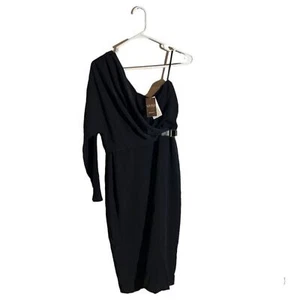 Lauren Ralph Lauren One Shoulder Georgette Cocktail Dress Sz 6 Black NWT Women' - Picture 1 of 4
