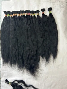 Natural Wavy Hair Bulk For Braiding No Weft Indian Human Raw Hair 10-40Inches - Picture 1 of 9