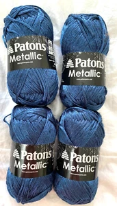 4 Skeins Pantons Metallic #4 Yarn 252yd 85g Blue Steel 95134, 9% Wool, Tubular - Picture 1 of 4