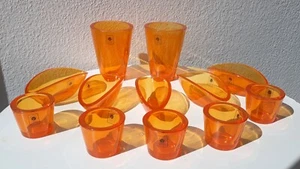 90er Valentino 12er Set Dickwandiges Glas Orange Hochwertig Deko 90s - Picture 1 of 11
