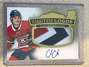 Cole Caufield limited logos patch auto /50 2021-22 UD The Cup Montreal - Picture 1 of 2