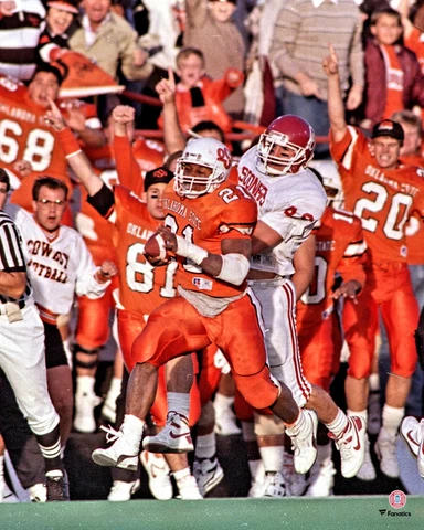 Barry Sanders Oklahoma State Cowboys Running vs Oklahoma Sooners 16" x 20" Photo Cover