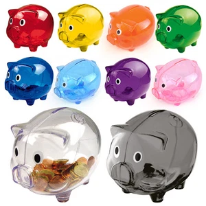 Cute Piggy Bank Money Box Saving Coins Cents Fun Gift Plastic Pig Kids Toys HQ - Picture 1 of 21