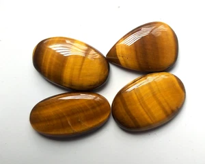 Natural Tiger's Eye Mix Shape Loose Gemstone Cabochon 96 Carat 4 Pcs Lot - Picture 1 of 4
