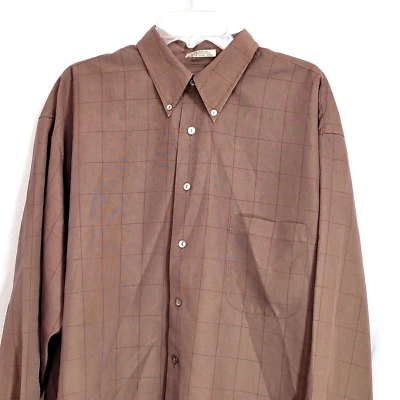 Burma Bibas Men’s XL Shirt Long Sleeve Button Down Collared Brown Vintage - Image 1 of 4