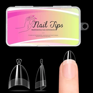 Short Almond Nail Tips 240PCS Half Matte Soft Gel Half Matte Almond Nail Tips - Picture 1 of 7