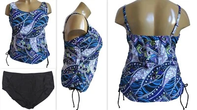 NEU Übergröße 2 Teiler Damen Tankini seitliche Raffung möglich Gr. 56  Cup B - Bild 1 von 4