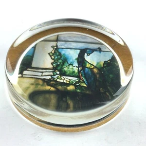 Vintage Paperweight Peacock Bird on Mansion Wall Modern Art Image Felt Backed - Picture 1 of 5