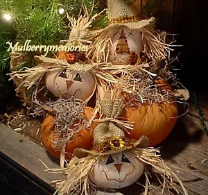 PATTERN Primitive Country Scarecrows pumpkins Tucks Fall Autumn wreath decor - Picture 1 of 1