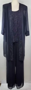 NWT Dressbarn Collection 3 Piece Set - Size 14W - Black w/ Sequin Details - Picture 1 of 24