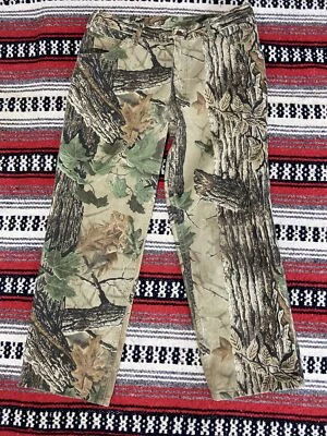 Vtg Cabelas RealTree Camo Hunting Jeans Mens Size 34x27 Pants USA Made - Image 1 of 4