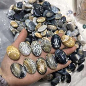 10PCS 20x30mm Beautiful Coffe Fire Dragon Veins Agate Oval Cab Cabochon No Holes - Picture 1 of 1