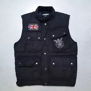 NEW Ralph Lauren RUGBY ISLES OF MAN Vest Down Filled Waxed Cotton Sz M Black - Picture 1 of 6