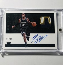2016-17 Noir Buddy Hield RC Auto /35 RPA GAME WORN Patch Kings #121 Horizontal