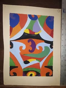 Original geometrisches abstraktes Aquarellgemälde unsigniert H.S. Mason - Bild 1 von 3