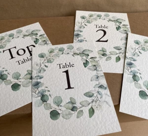 EUCALYPTUS greenery wreath TABLE NUMBERS floral rustic wedding foliage leaf A6 - Picture 1 of 9