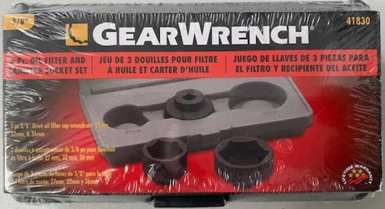 Gearwrench 41830 3/8" Drive 3pc. Oil Filter Socket Set 27,32,36 MM - Image 1 of 1