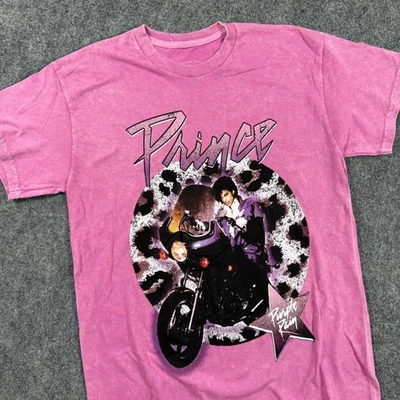 Prince T-Shirt Purple Rain Motorcycle Graphic Pink Music Band Tee Women's - Image 1 of 4