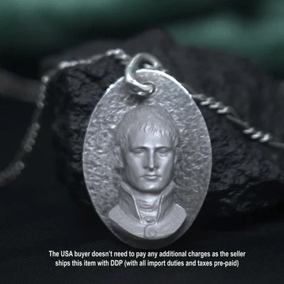 Colgante de plata Napoleón Bonaparte, collar Napoleón I, dije de la Revolución Francesa Foto 1 de 4