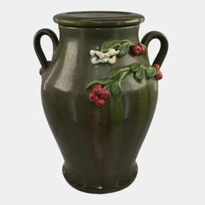 Ephraim Faience Hand Made Pottery Green Lingonberry Lidded Vase - Picture 1 of 6