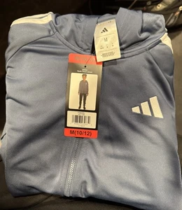 Adidas Jugend Iconic Tricot Trainingsjacke mit Kapuze Light Navy Farbe Gr. M (10-12) - Bild 1 von 1