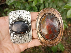 VINTAGE 70s MULTI-COLOR STONE  BELT BUCKLE LOT. SOUTHWEST BELT BUCKLE LOT.. - Bild 1 von 6
