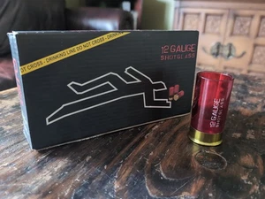 12 Gauge Shot Glasses, Set Of 4, 2 Oz. , Red And Gold with Box - Picture 1 of 5
