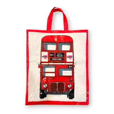 Vintage Harrods London Double-Decker Bus PVC Cotton Reusable Shopping Bag Tote - Image 1 of 4