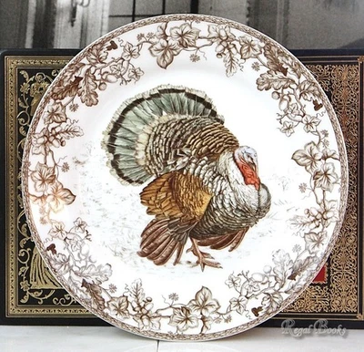 WILLIAMS SONOMA PLYMOUTH DINNER PLATE TURKEY SET OF 4 DINNER PLATES - NEW IN BOX