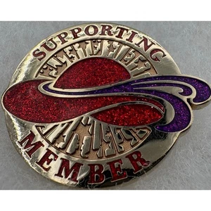Red Hat Society 2012 Supporting Member Glitter Enamel Lapel Pin Red Purple - Picture 1 of 3