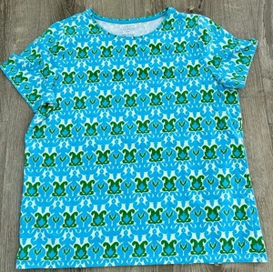 The Talbots Tee Plus Women’s LN Blue & Green SS Crew Neck Top Tee Shirt Plus 1X - Picture 1 of 5
