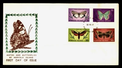 DR WHO 1977 ISLA NORFOLK FDC POLILLA MARIPOSA CACHÉ COMBO R16308 Foto 1 de 2