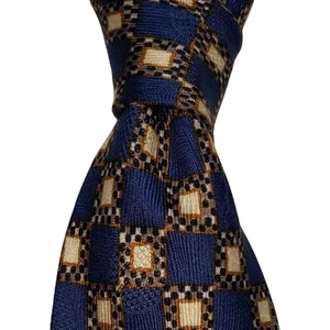 Ermenegildo Zegna Silk Necktie Men's Italy Blue Geometric Designer Tie EUC - Picture 1 of 3