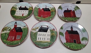 6 platos Warren Kimble Country Life 8 1/4" Brandon House de Sakura Barns Houses - Imagen 1 de 2