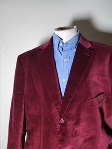 52XL  burgundy Red Velour Velvet Cotton Jacket Blazer Dinner Evening Tux - Picture 1 of 12