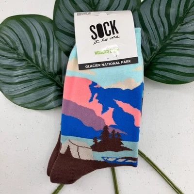 Calcetines Sock It To Me Azul Marrón Glaciar Parque Nacional Naturaleza Exterior Novedad Crew Foto 1 de 4