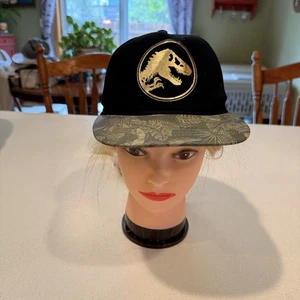 Jurassic Park World Logo Dinosaur Camo Baseball Hat T-Rex Snapback Gold Emblem - Picture 1 of 6
