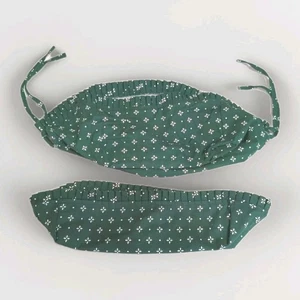 Einlagen 2 Stück Stoff Longaberger Korb grün & weiß mit Falten zum Binden Vintage - Bild 1 von 10