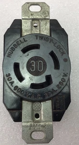 HUBBELL 30 A 250 V 600VAC TWIST LOCK RECEPTACLE OUTLET 4 Prong Electrical Secure - Picture 1 of 4