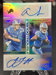 JARED GOFF / AMON-RA ST BROWN 2024 Score Double Trouble Auto #14/50 Jersey Match - Bild 1 von 5