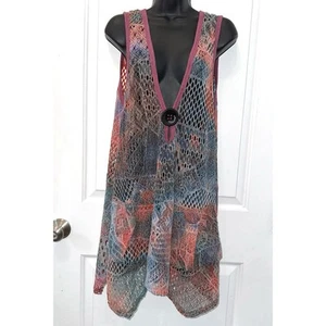 Gilet tunica all'uncinetto maglia aperta bohemien Lily by Firmiana taglia 1x - Foto 1 di 6