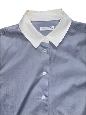 EQUIPAMIENTO Camisa Mujer Abotonada Talla XS Larga Azul con Borde Blanco Algodón ¡BONITA! Foto 1 de 4