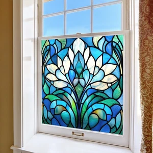 Floral Static Cling Window Cover Privacy Film Colorful Removable Glass Sticker - Imagen 1 de 47
